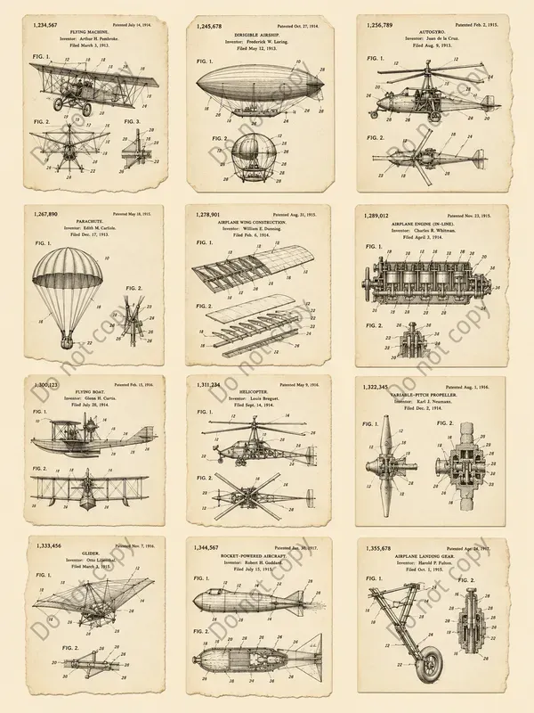Vintage Patent Diagram Cutouts