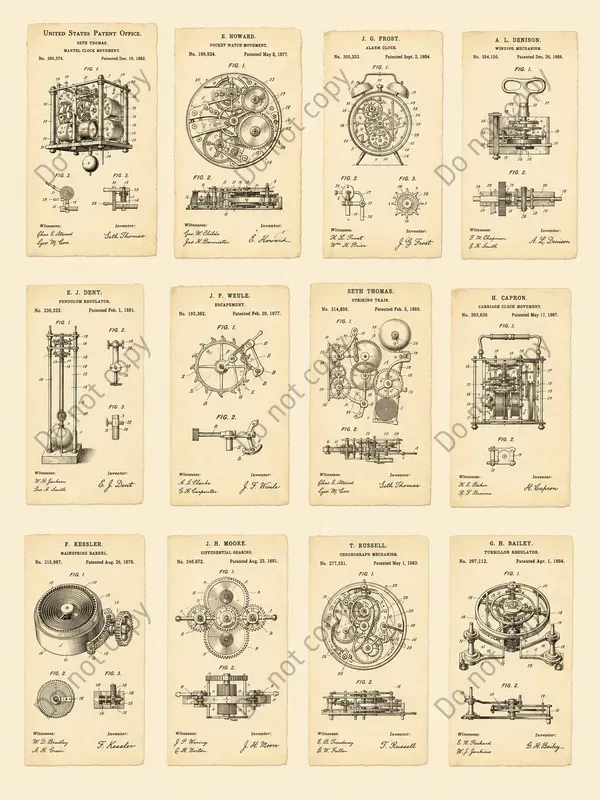 Vintage Patent Diagram Cutouts