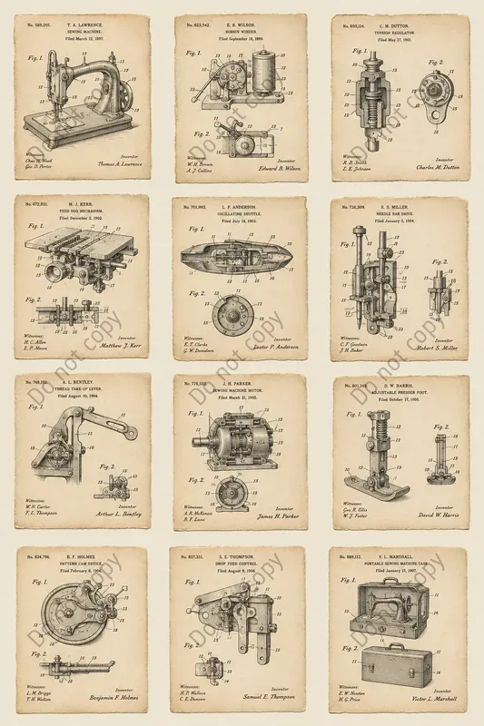 Vintage Patent Diagram Cutouts