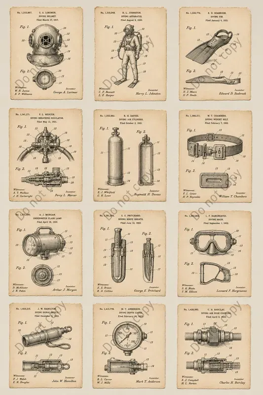 Vintage Patent Diagram Cutouts
