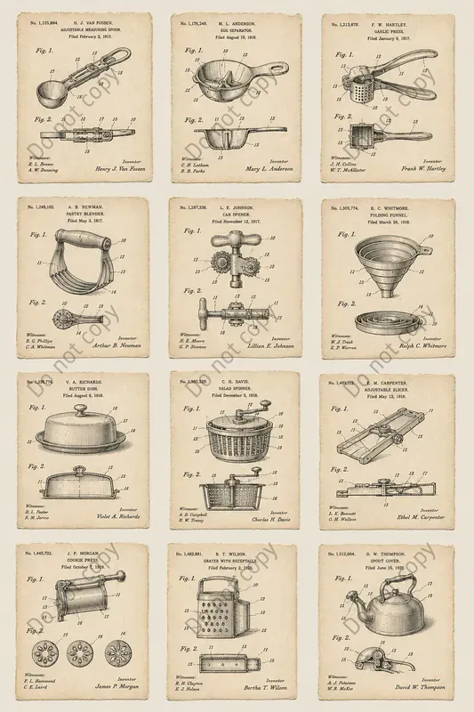 Vintage Patent Diagram Cutouts