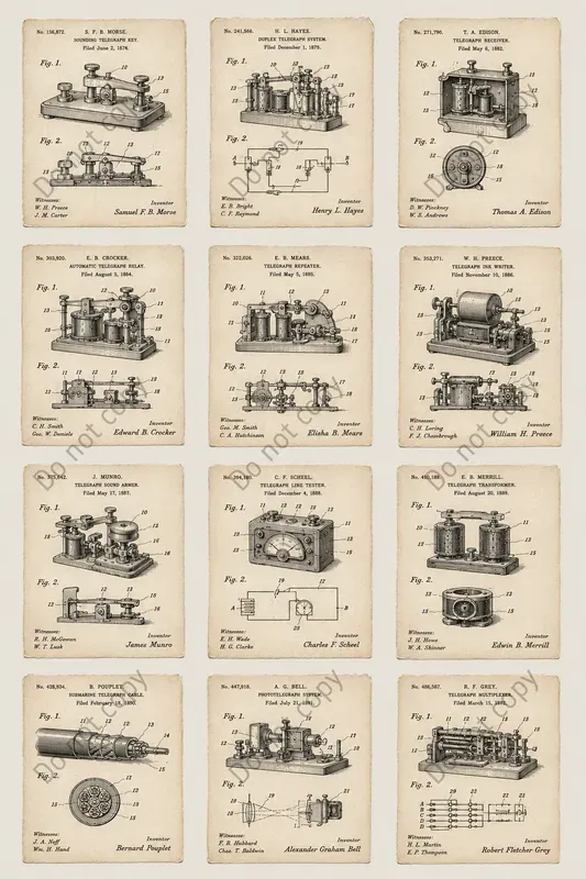 Vintage Patent Diagram Cutouts
