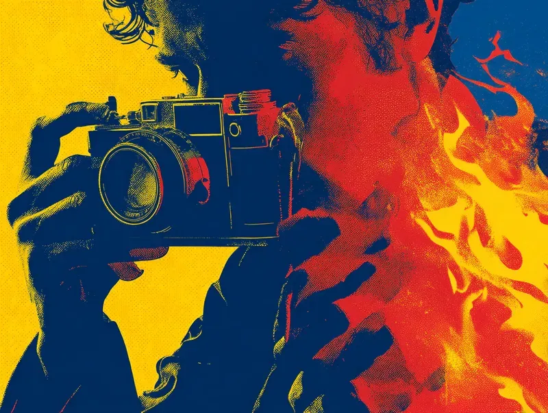 Vibrant Fire Silhouette Graphic Artworks