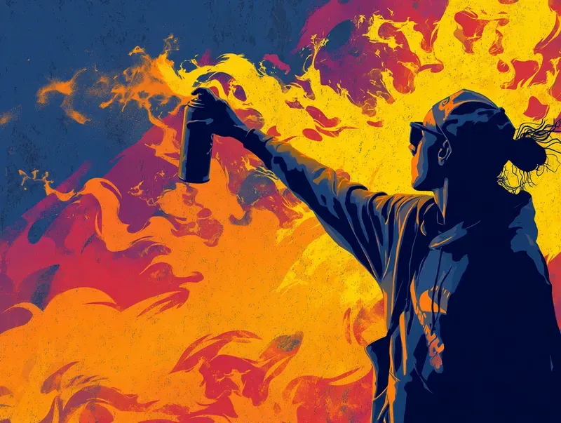 Vibrant Fire Silhouette Graphic Artworks