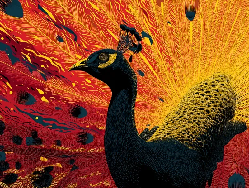 Vibrant Fire Silhouette Graphic Artworks