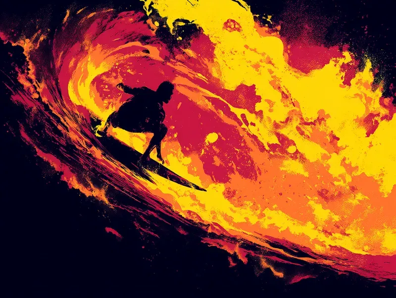 Vibrant Fire Silhouette Graphic Artworks