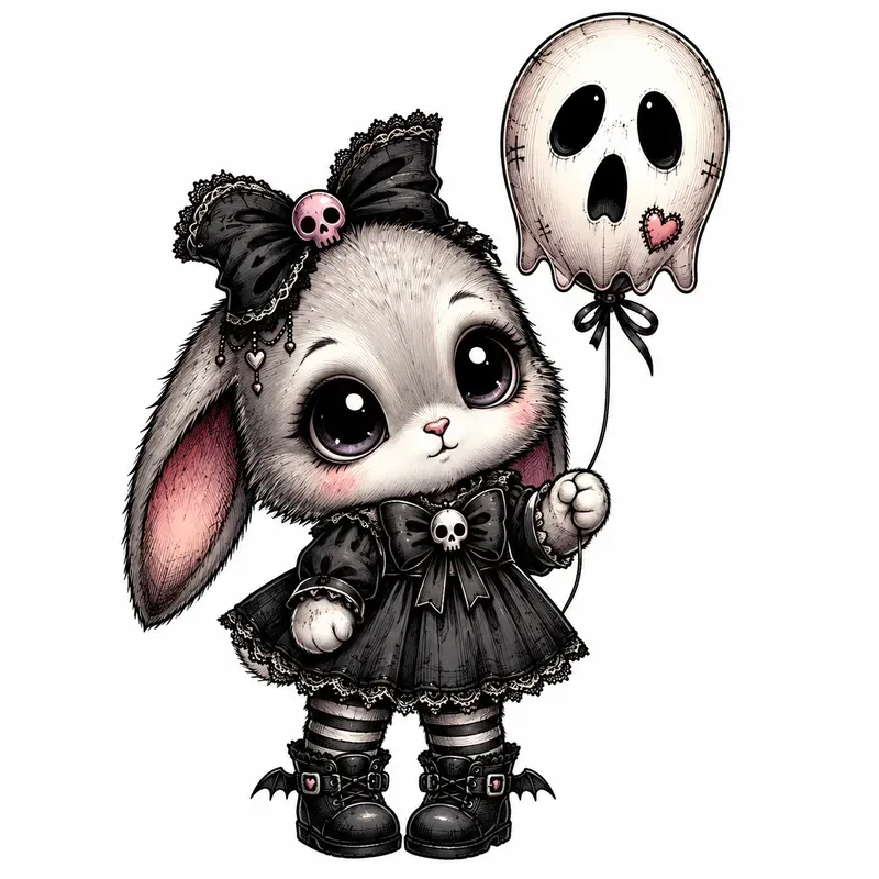 Cute Gothic Baby Animal Illustrations