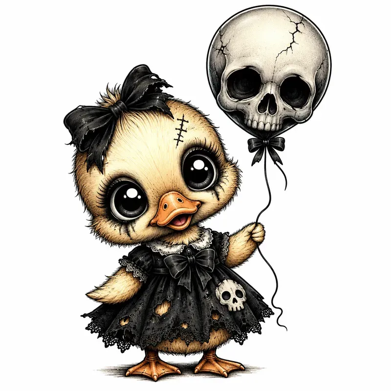 Cute Gothic Baby Animal Illustrations