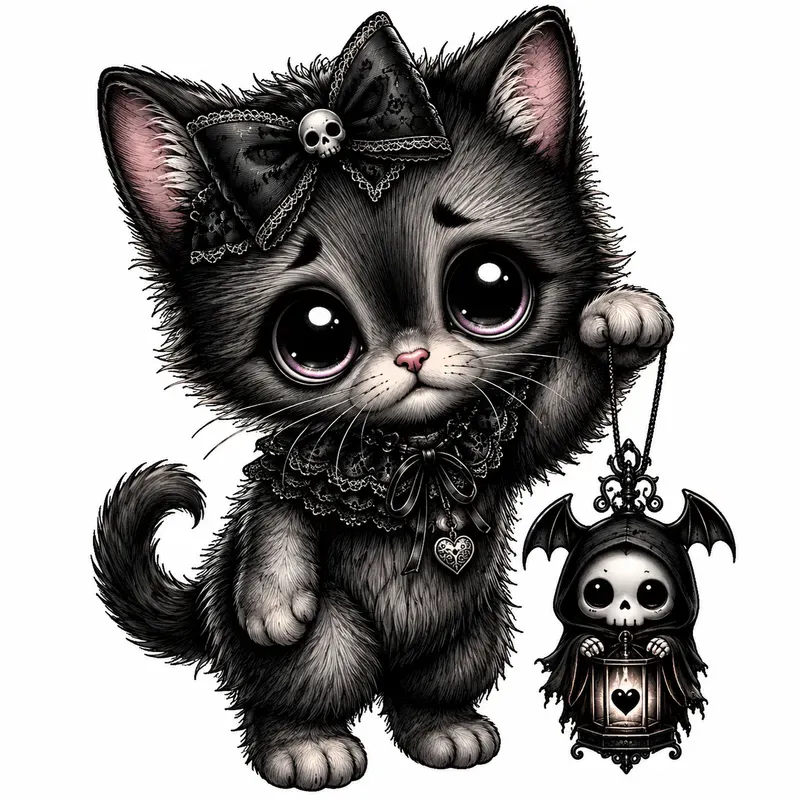 Cute Gothic Baby Animal Illustrations