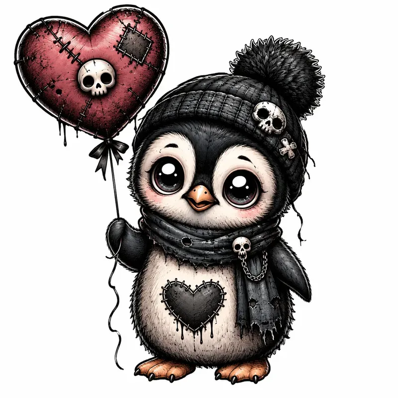 Cute Gothic Baby Animal Illustrations