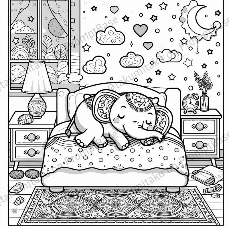 Cozy Cute Elephant Coloring Pages
