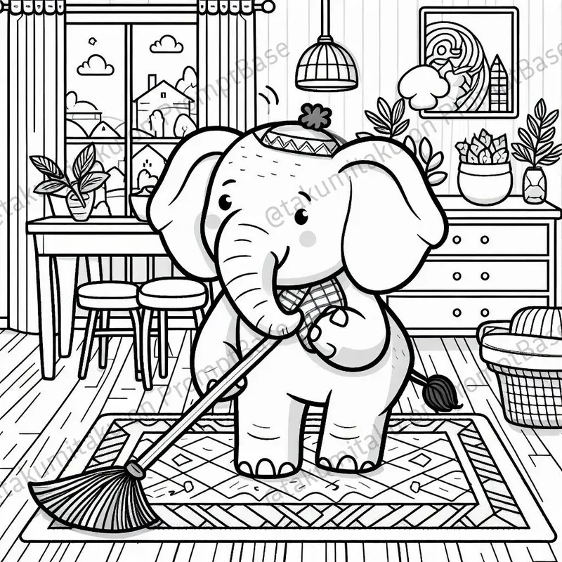 Cozy Cute Elephant Coloring Pages