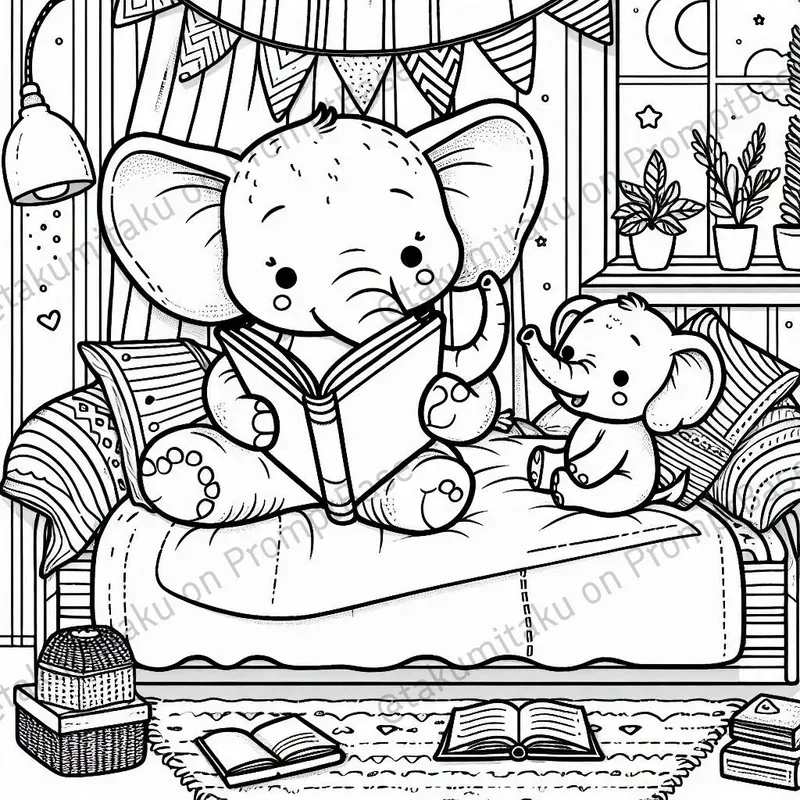 Cozy Cute Elephant Coloring Pages
