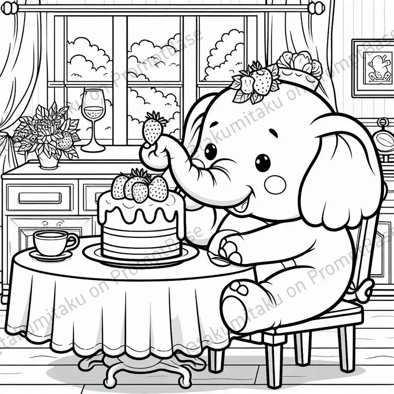 Cozy Cute Elephant Coloring Pages