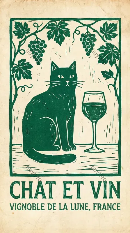 Vintage European Linocut Style