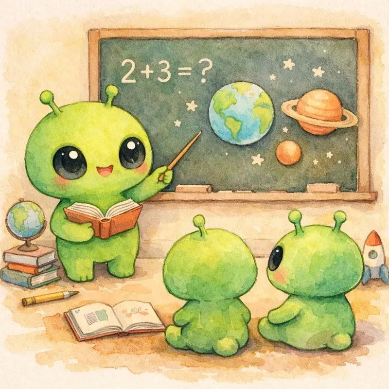 Cute Alien Daily Life Watercolors
