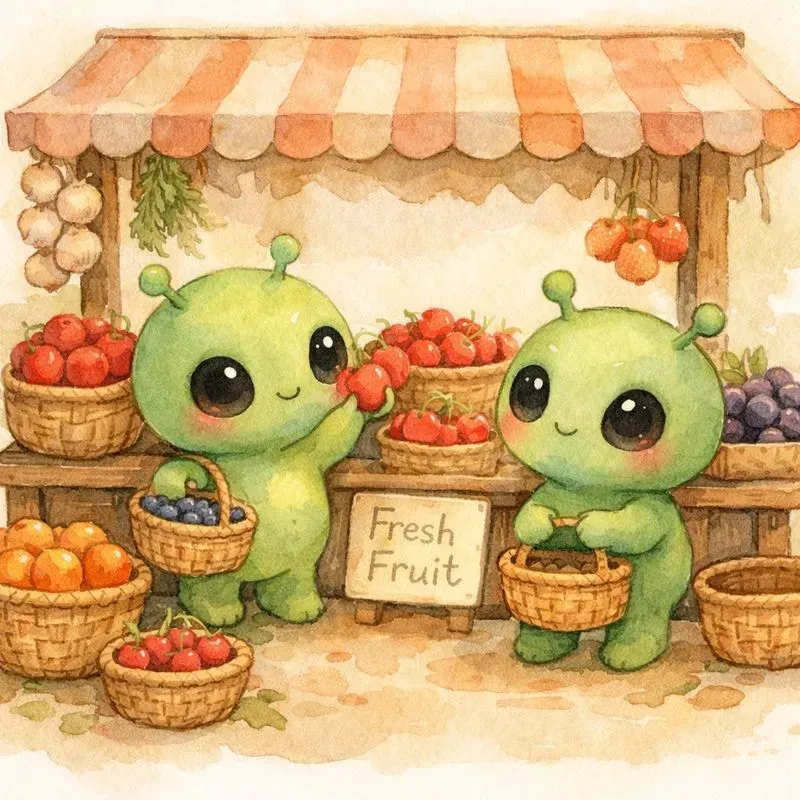 Cute Alien Daily Life Watercolors