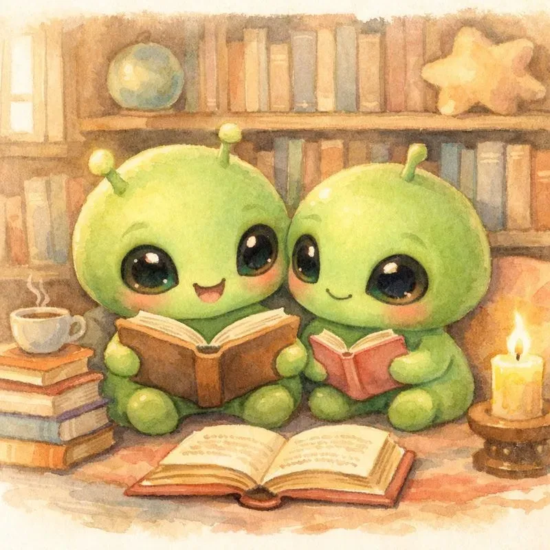 Cute Alien Daily Life Watercolors