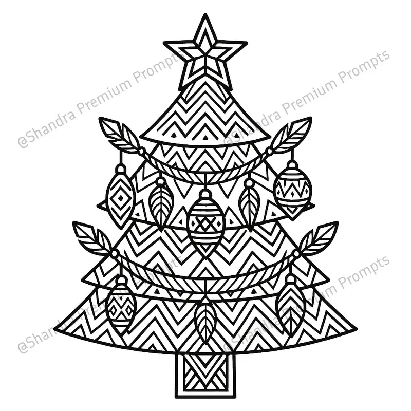 Tribal Style Christmas Coloring Book Art
