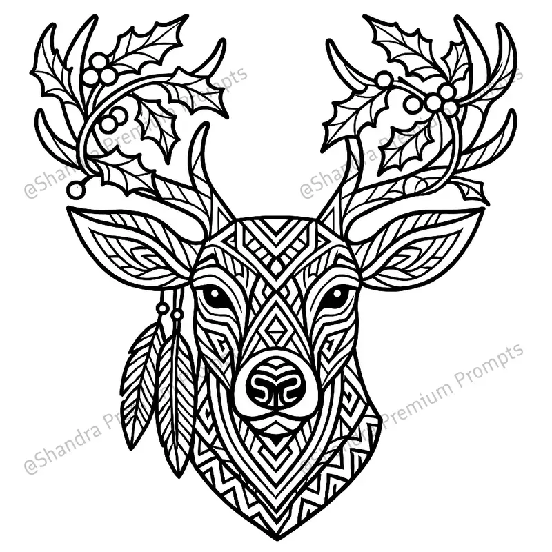 Tribal Style Christmas Coloring Book Art
