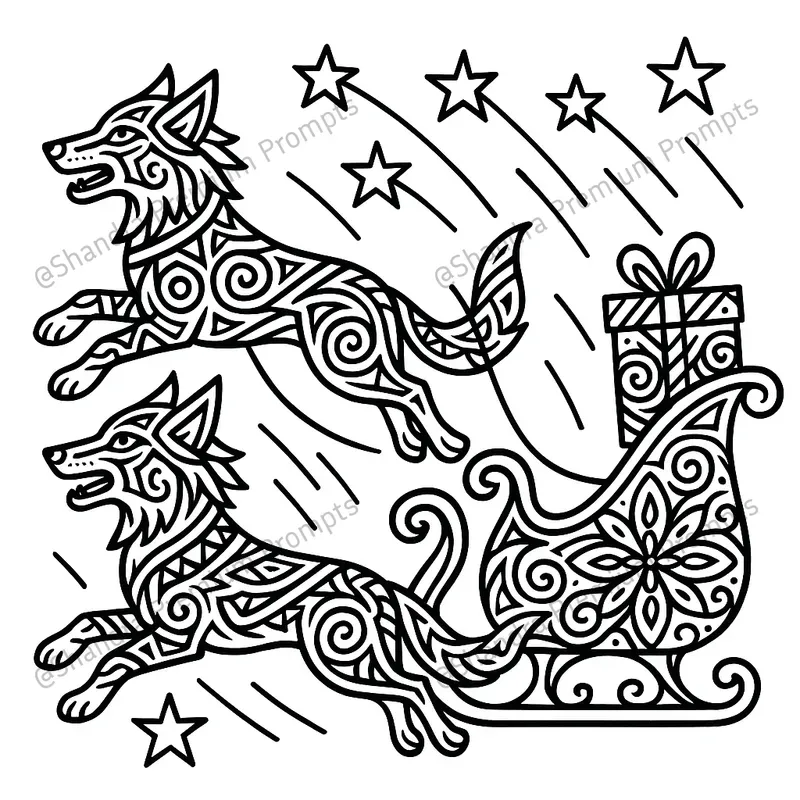 Tribal Style Christmas Coloring Book Art