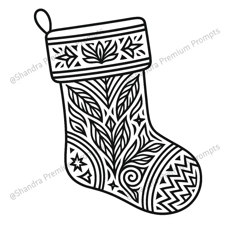 Tribal Style Christmas Coloring Book Art