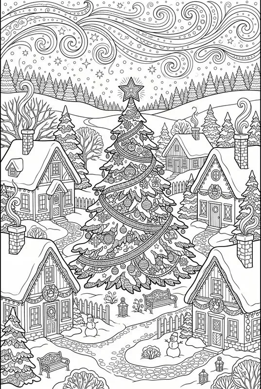 Christmas Landscape Coloring Pages
