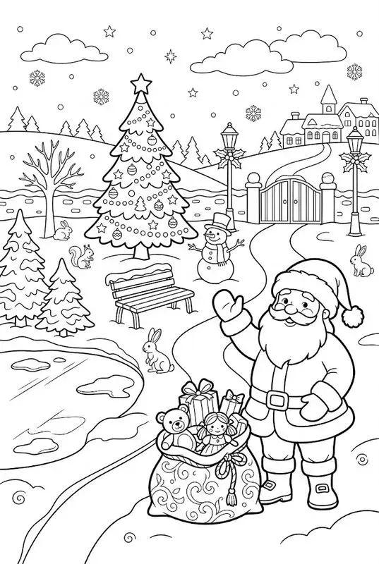 Christmas Landscape Coloring Pages