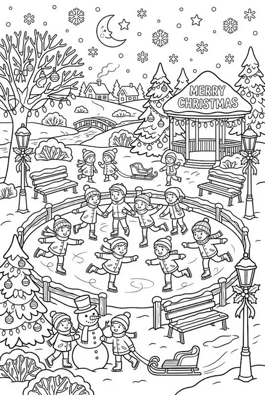 Christmas Landscape Coloring Pages