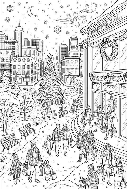 Christmas Landscape Coloring Pages