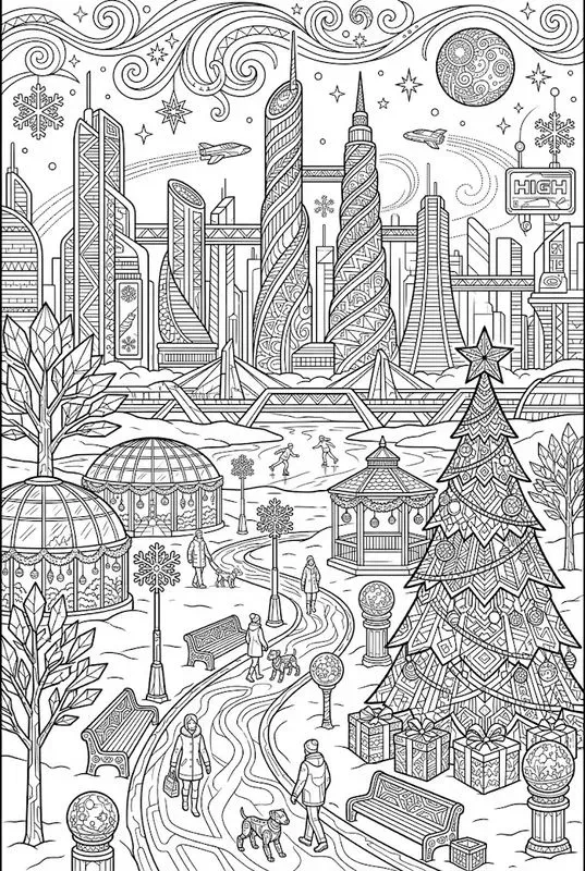 Christmas Landscape Coloring Pages