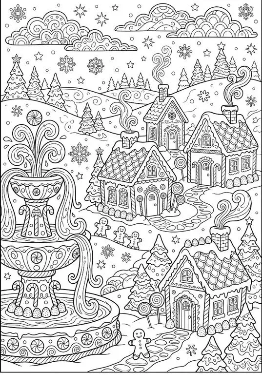 Christmas Landscape Coloring Pages