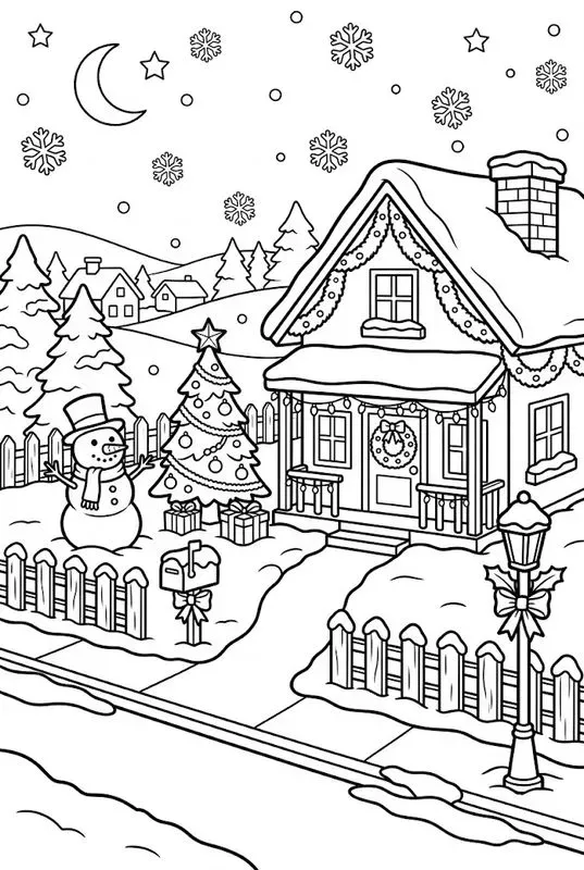 Christmas Landscape Coloring Pages