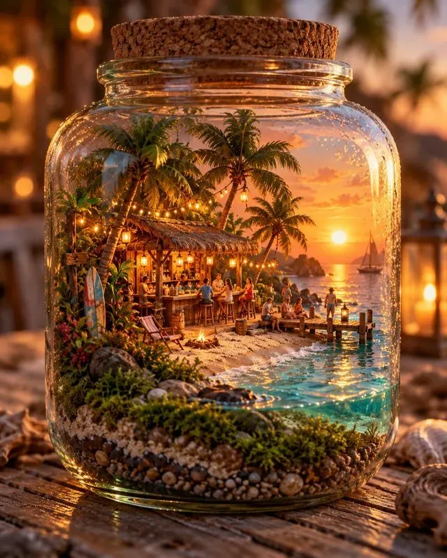 Miniature Worlds In Glass Jars