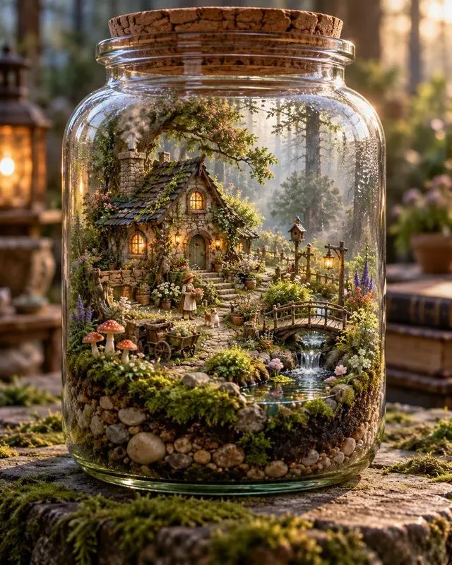 Miniature Worlds In Glass Jars