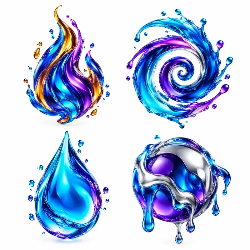 Photorealistic 3D Fluid Shape Icons