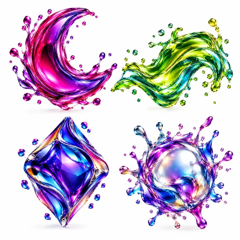 Photorealistic 3D Fluid Shape Icons