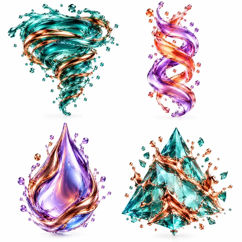 Photorealistic 3D Fluid Shape Icons