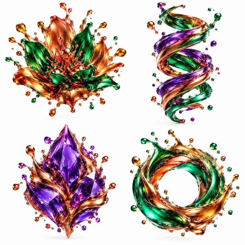 Photorealistic 3D Fluid Shape Icons