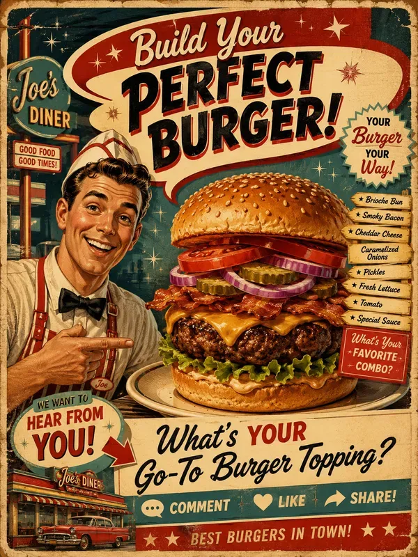 Retro Diner Engagement Posters