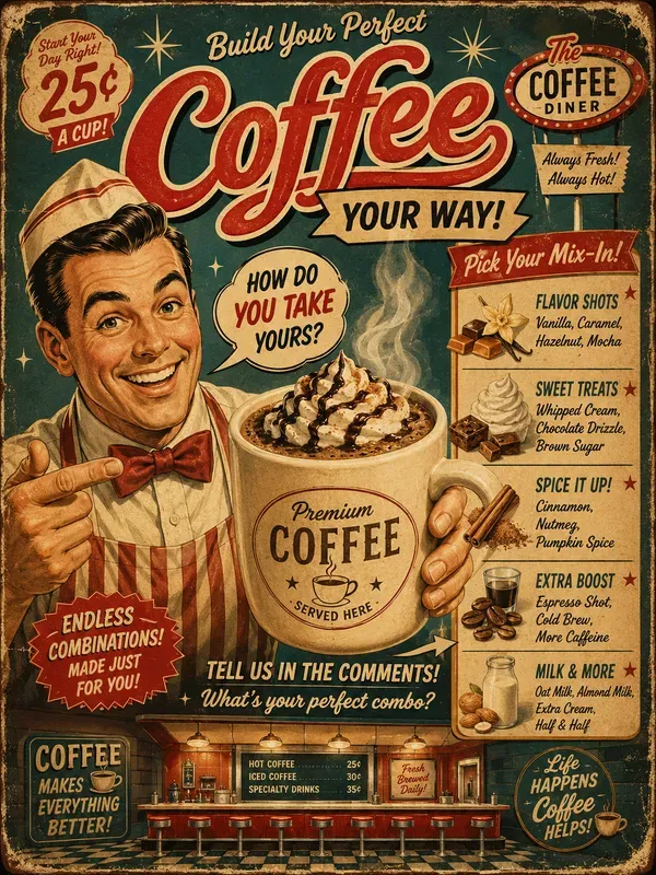 Retro Diner Engagement Posters