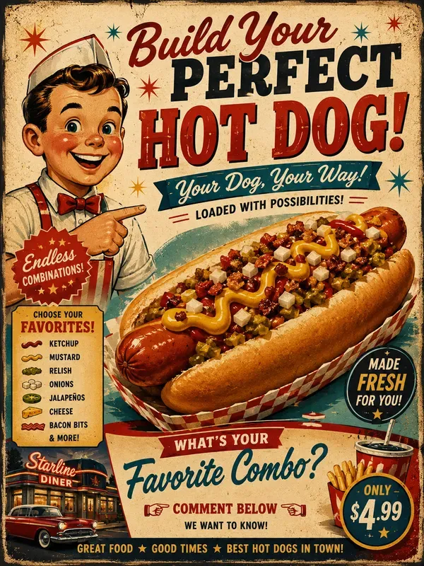Retro Diner Engagement Posters