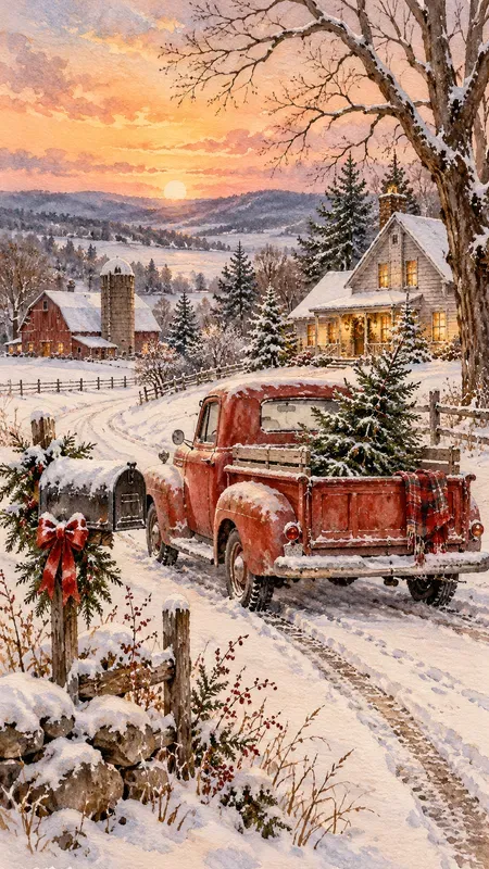 Winter American Nostalgic Illustrations