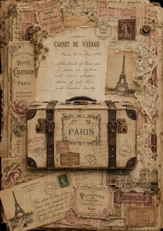 Vintage Travel Diary Ephemera