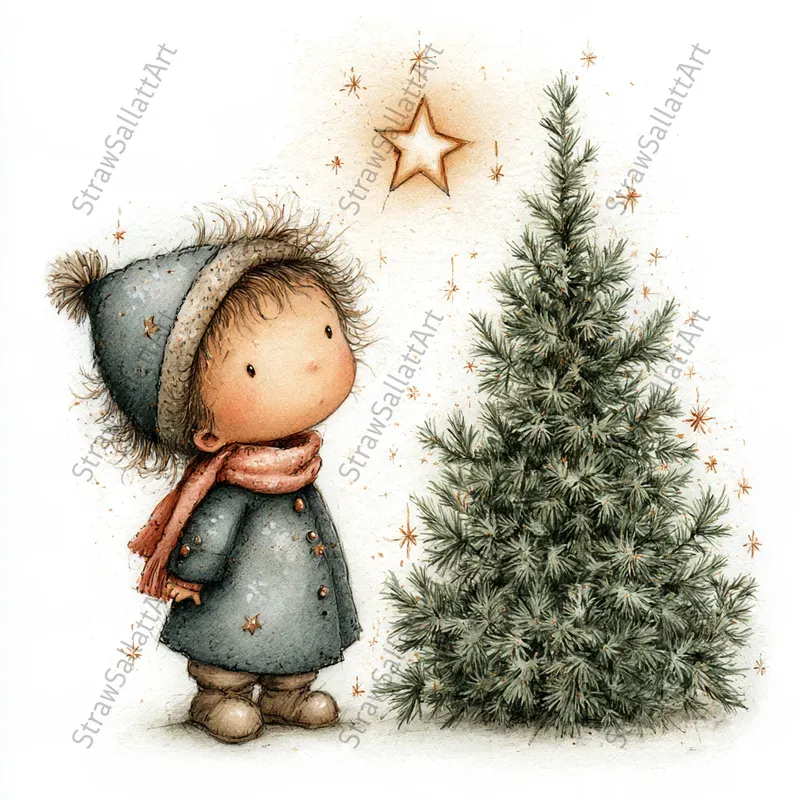 Cute Christmas Nativity Art Illustrations