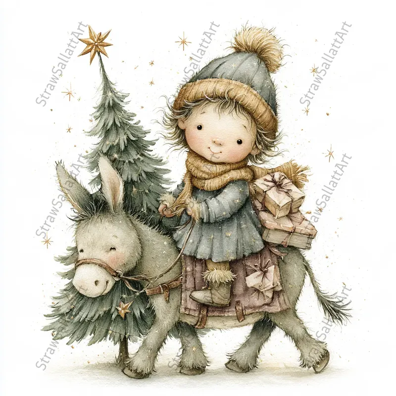 Cute Christmas Nativity Art Illustrations