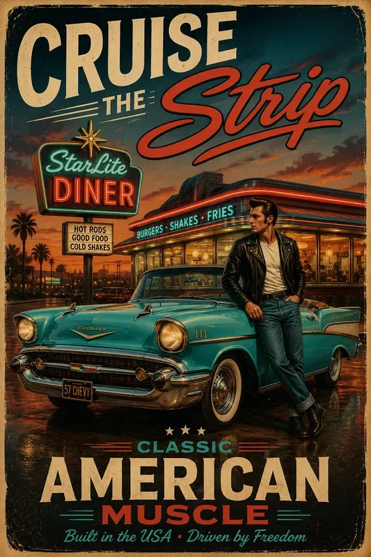Vintage Americana Vehicle Posters