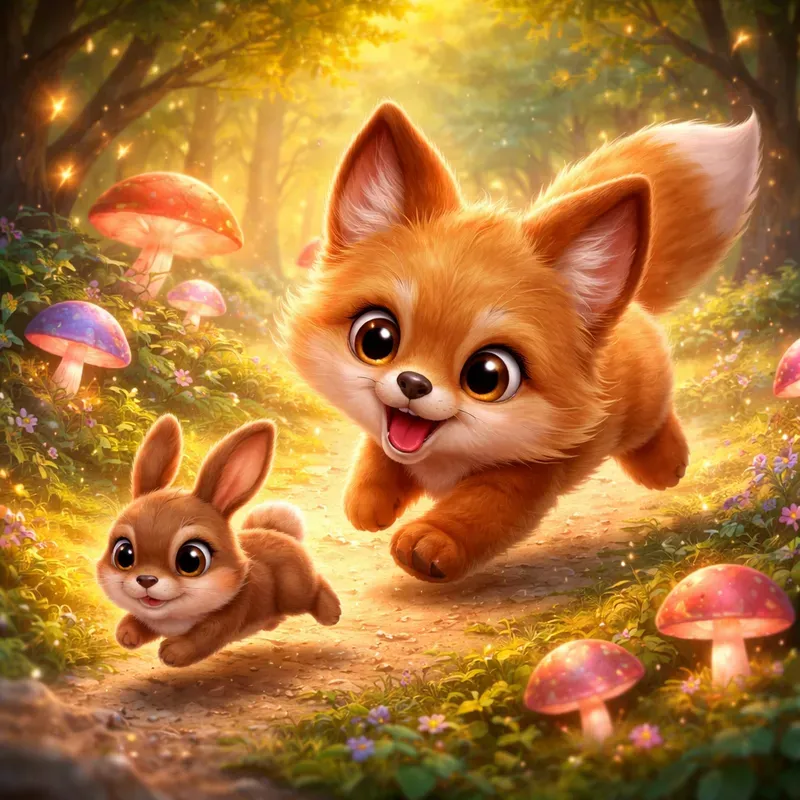 Cute Predator Prey Storybook Scenes