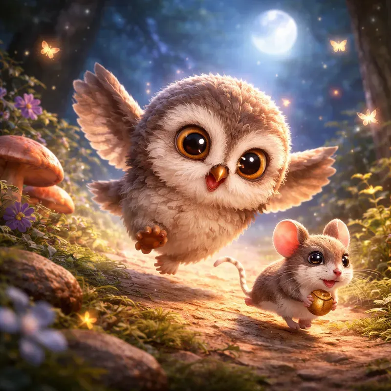 Cute Predator Prey Storybook Scenes