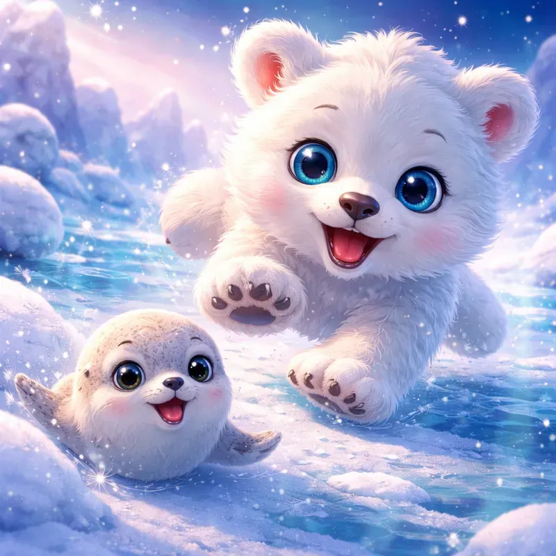 Cute Predator Prey Storybook Scenes